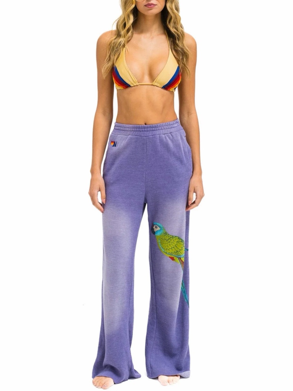 Aviator Nation PARROT WIDE LEG POCKET SWEATPANTS - FADED GRAPE